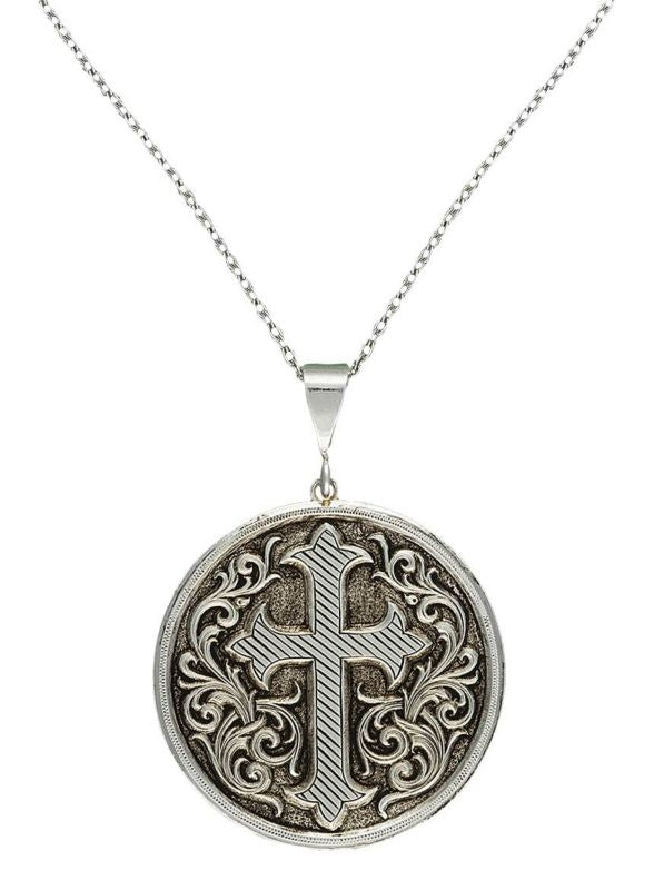 Montana Silver Antiq Cross Fleury Concho Necklace