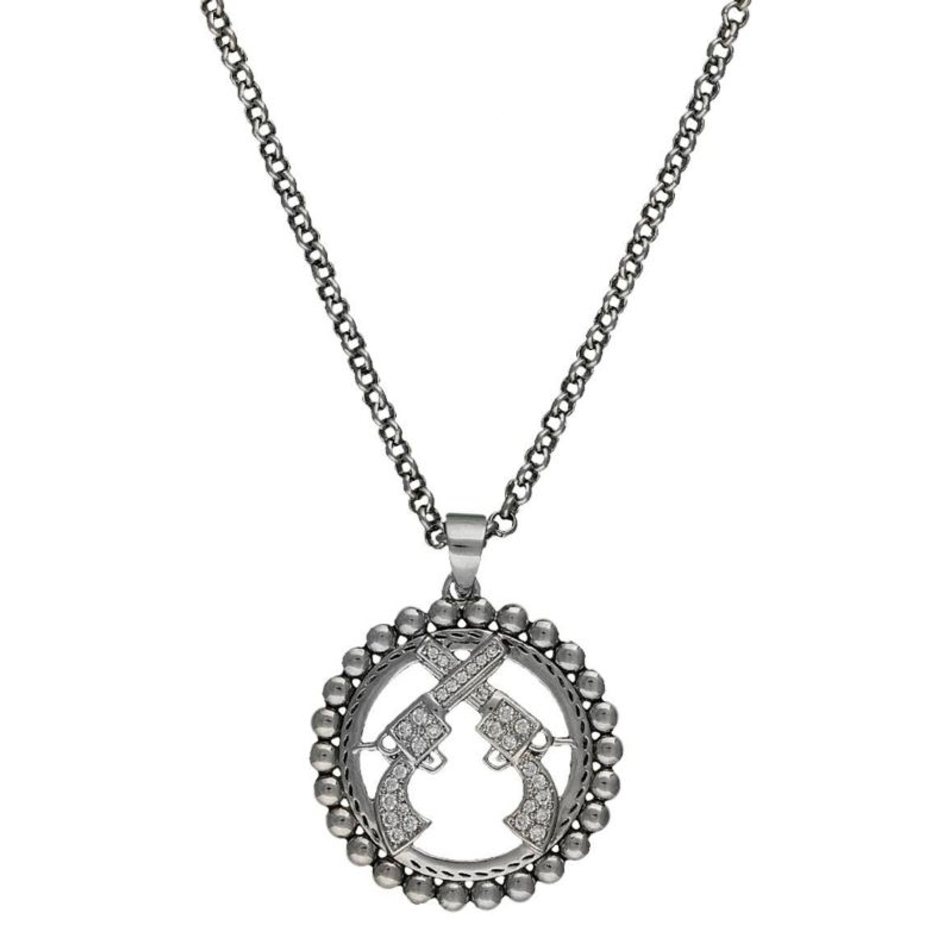 Montana Sm Studded Halo with Crossed Pistols Pendant