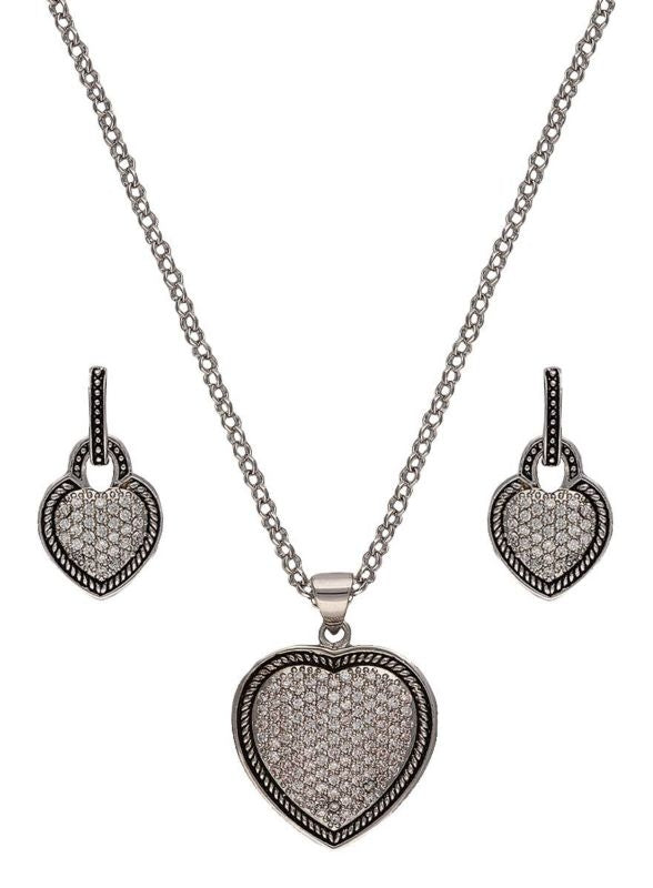 Montana Vintage Charm Quilted Heart Jewelry Set