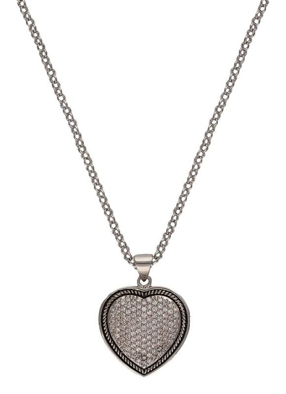 MontanaSilver Vintage Charm Quilted HeartNecklace