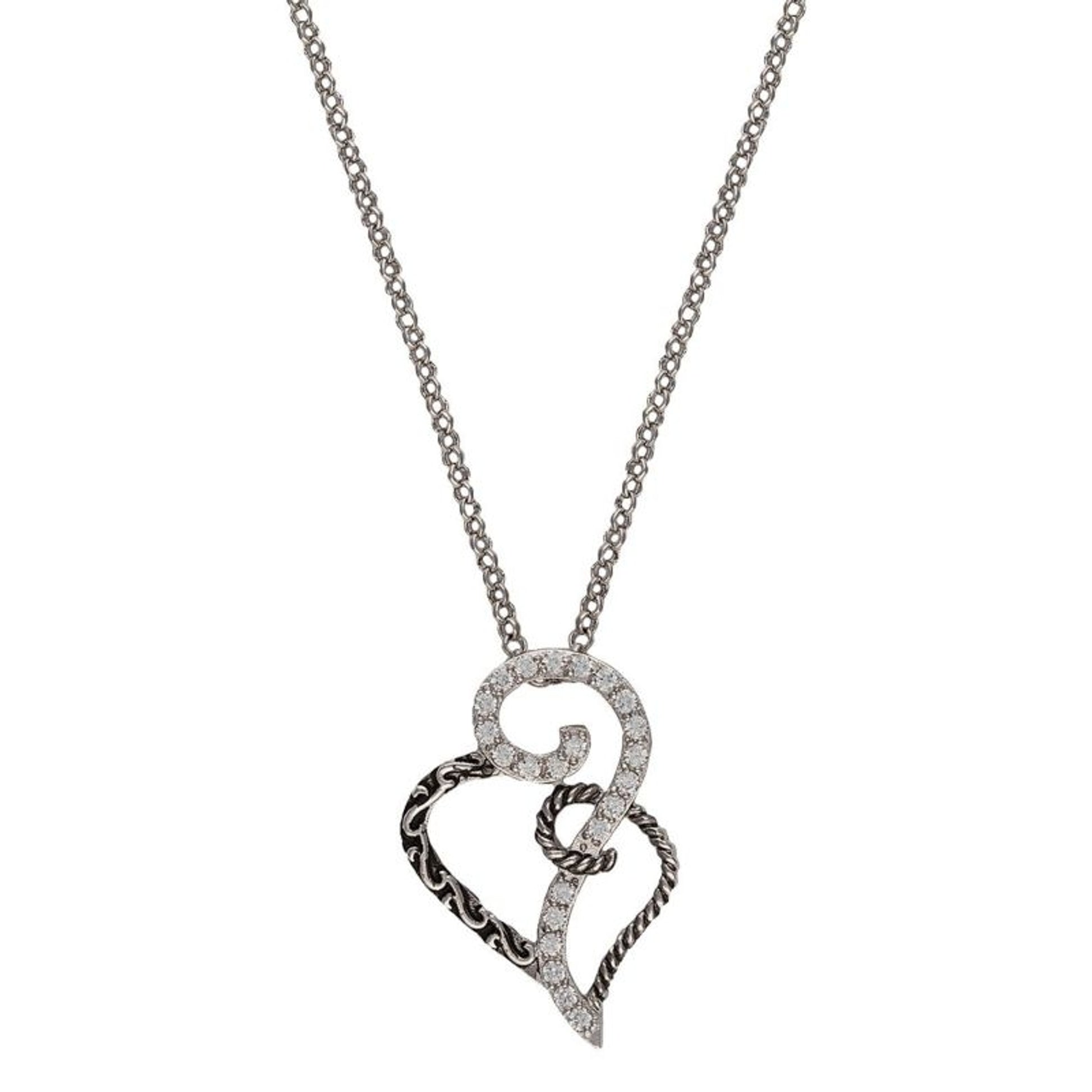 Montana Silversmiths Woven Hearts NecklaceBk/Wh