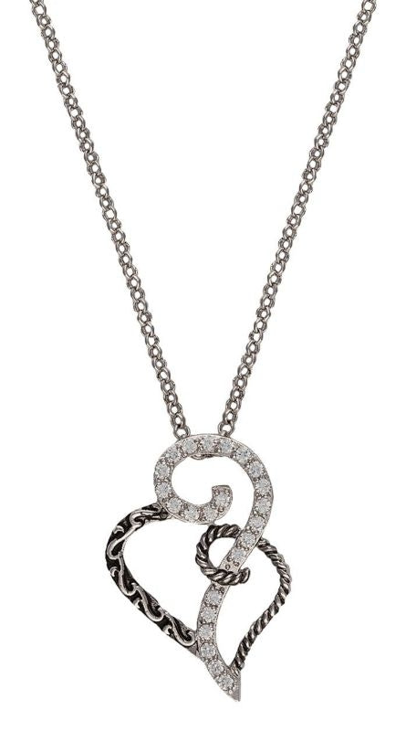 Montana Silversmiths Woven Hearts NecklaceBk/Wh