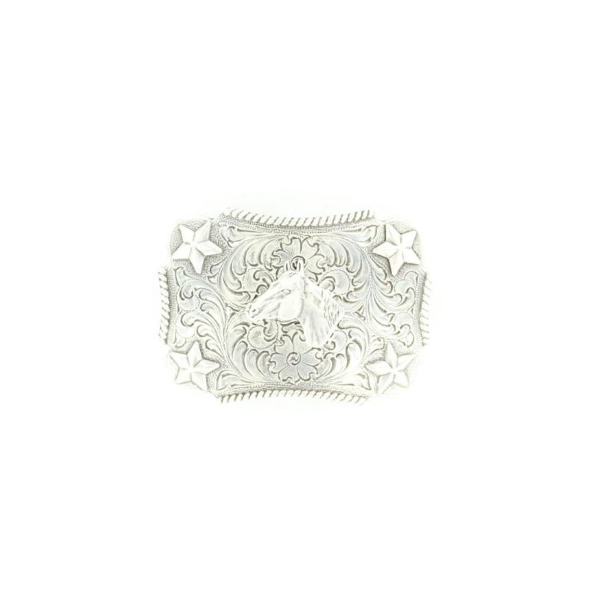 Nocona Kids Rect Star Horse Buckle Silver