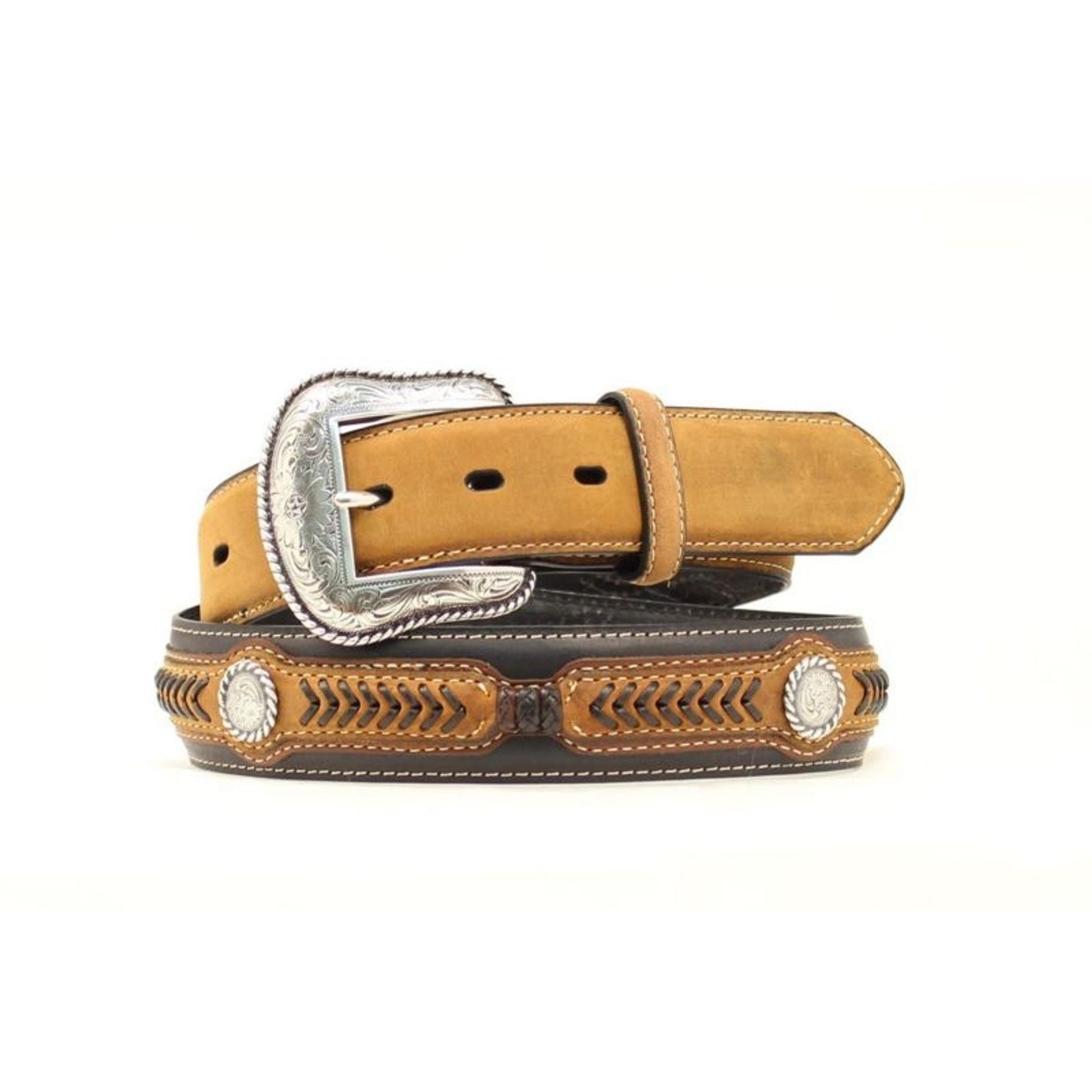 Nocona Arrow Overlay Wrap/Lace Belt 32 Black