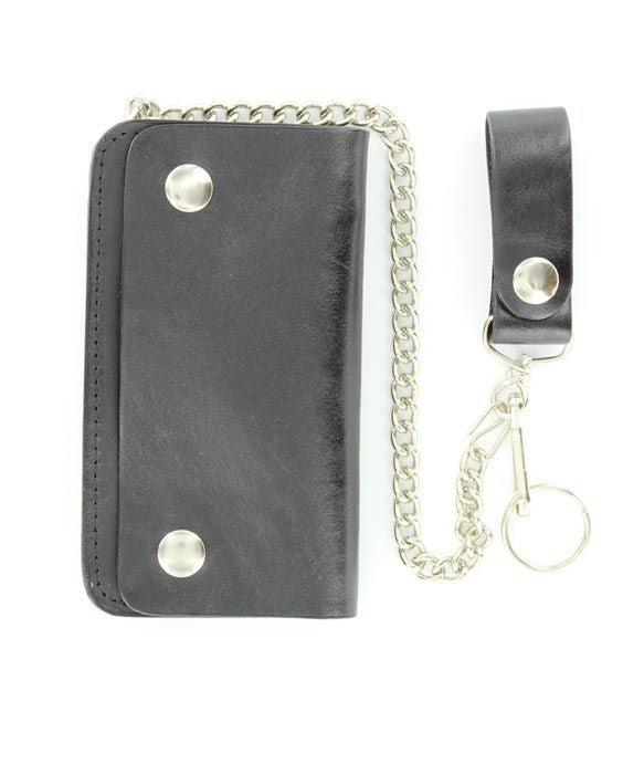 Western Trucker Wallet with Key Chain Small Bk/Wh