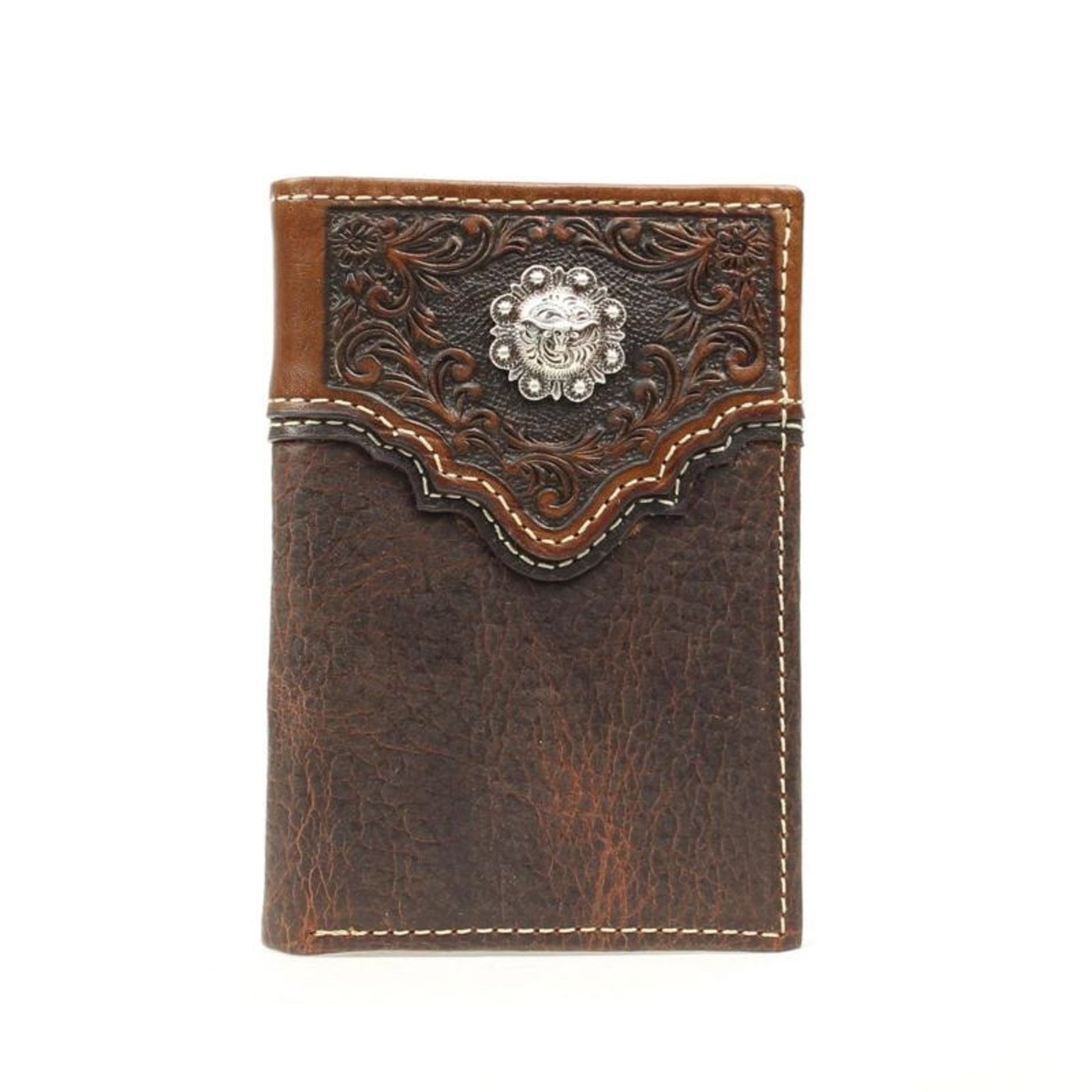 Nocona TriFold Scallop Edge Overlay/Concho Wallet