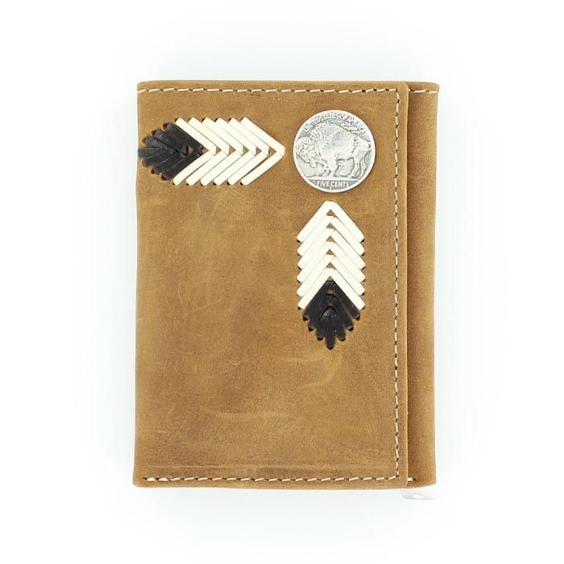 Nocona Tri-Fold Buffalo Nickel WalletBk/Wh