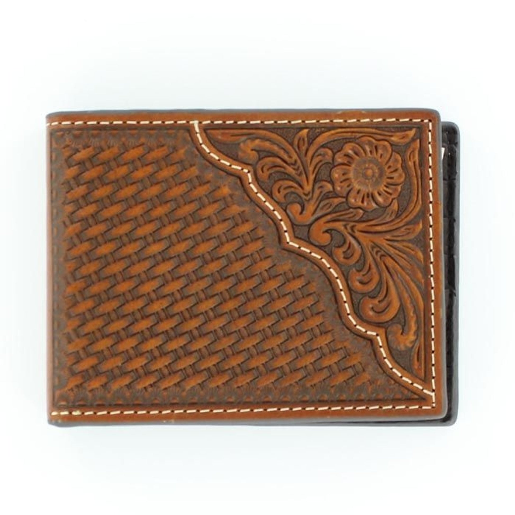 Nocona Pro Bi-Fold Basketweave/Floral Tool Wallet