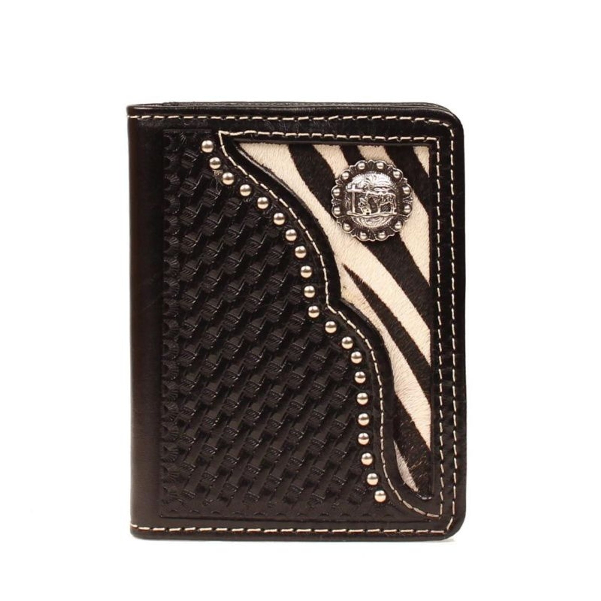 Mens Bi-Fold Flip Case/Zebra And ConchoBk/Wh
