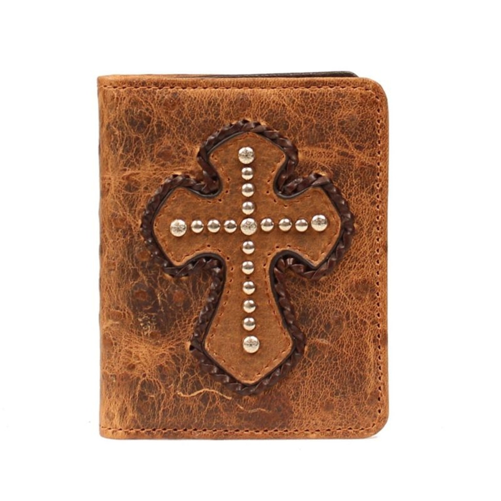 Nocona Bi-Fold Ostrich Cross Overlay WalletBk/Wh