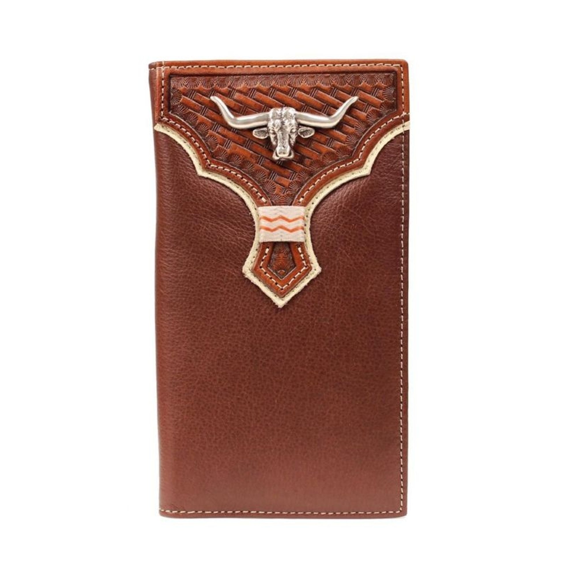 Nocona Rodeo Basketweave Overlay Longhorn Wallet