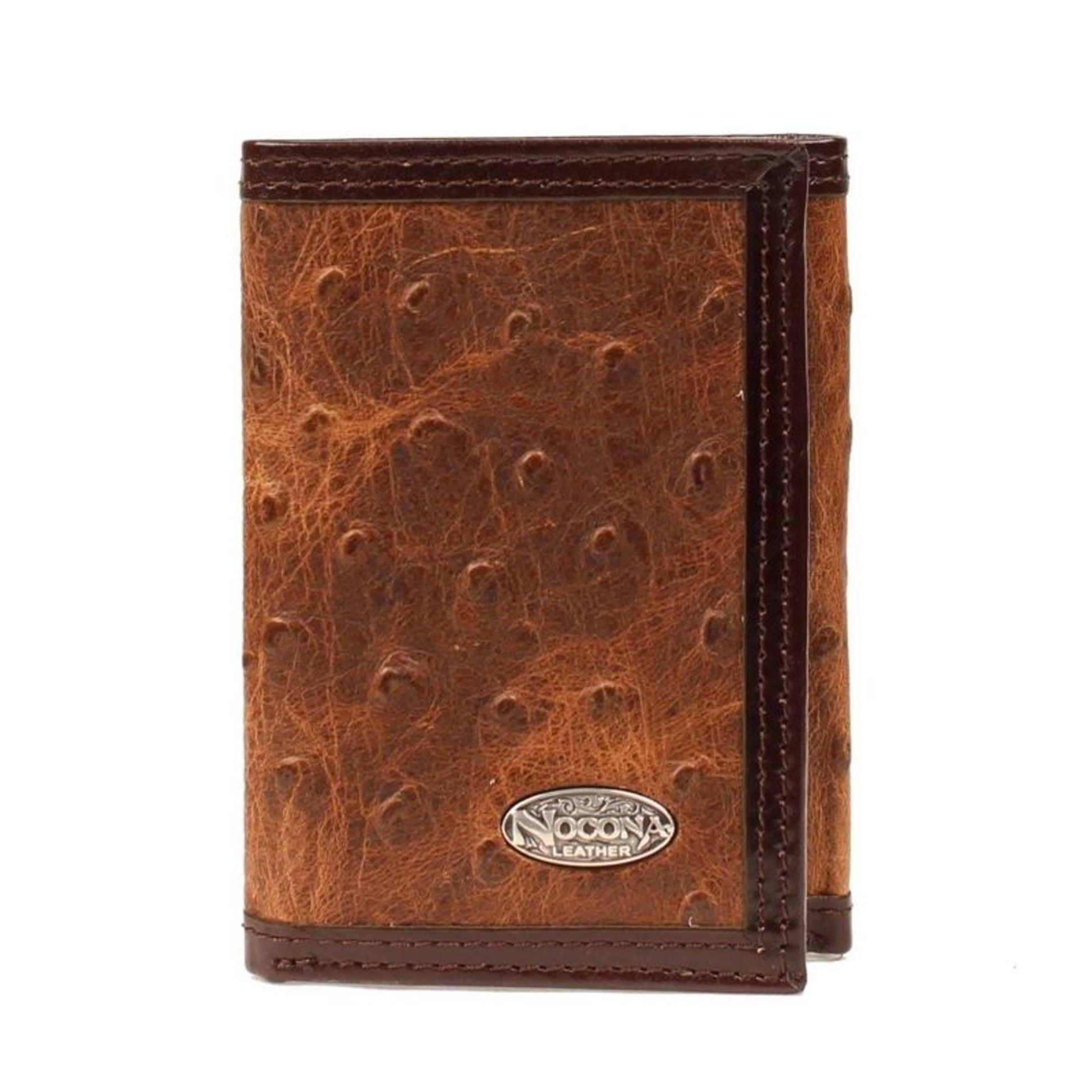 Nocona Mens Tri-Fold with Vintage OstrichBk/Wh