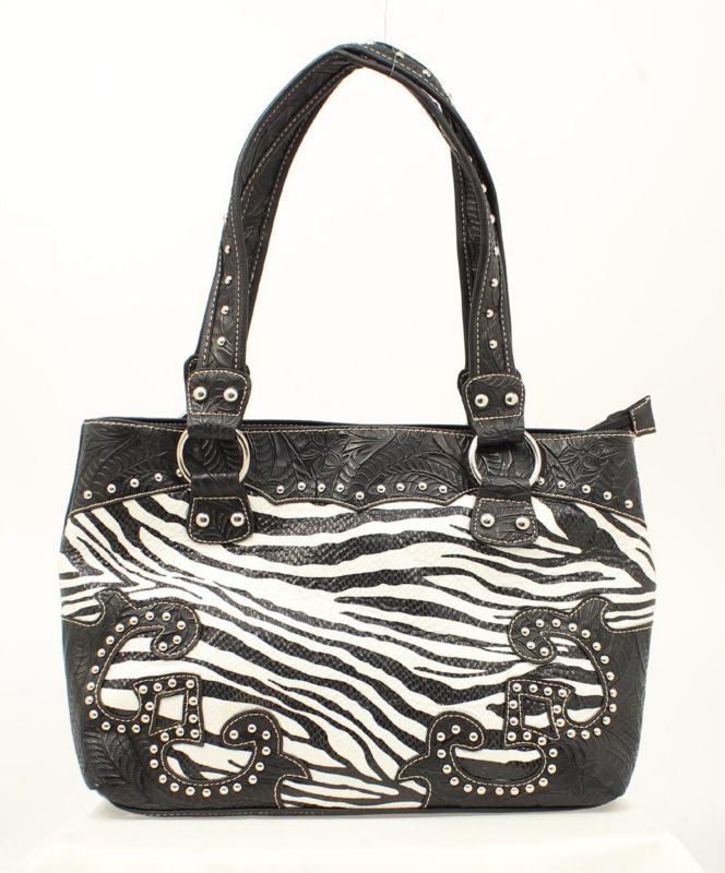 Blazin Roxx Zebra Floral Shoulder BagBk/Wh