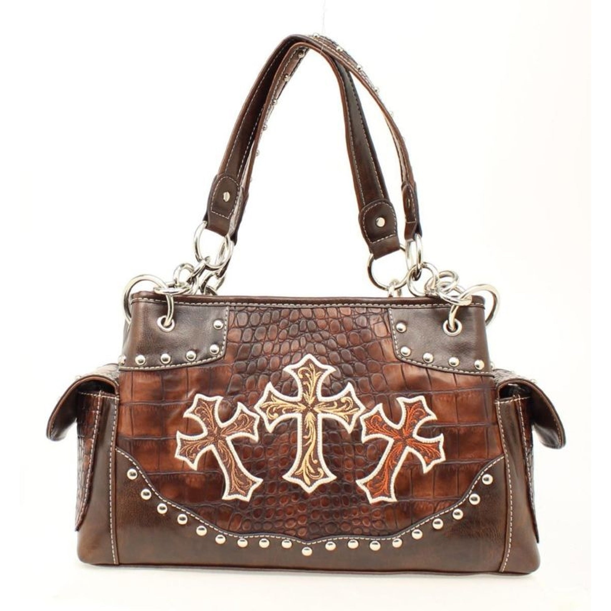 Blazin Roxx Three Crosses Satchel HandbagBk/Wh