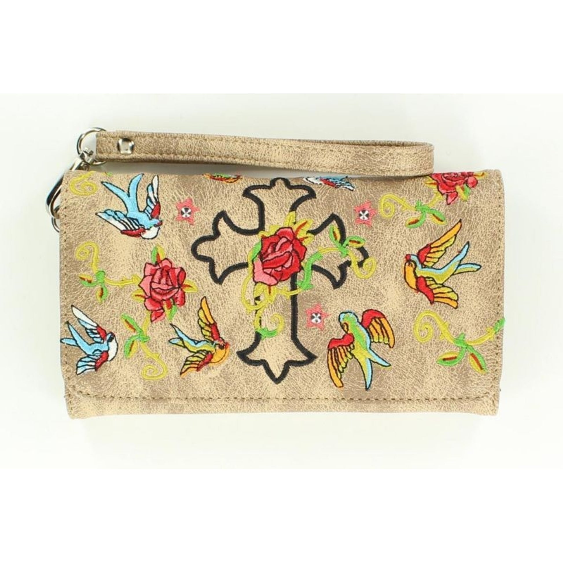 Blazin Roxx Cross/Roses Springtime Wallet Steel