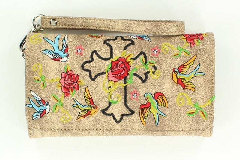 Blazin Roxx Cross/Roses Springtime Wallet Steel