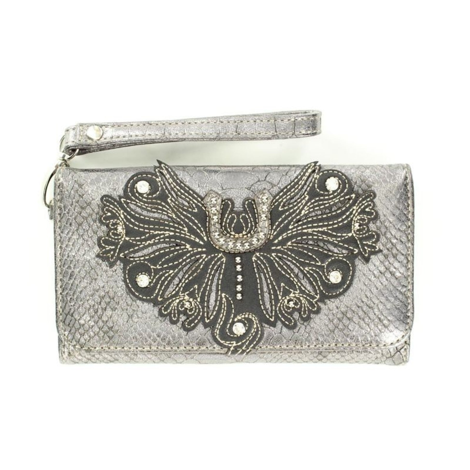 Blazin Roxx Horse Shoe Crystal Wallet Steel
