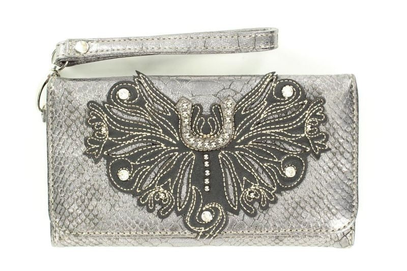 Blazin Roxx Horse Shoe Crystal Wallet Steel