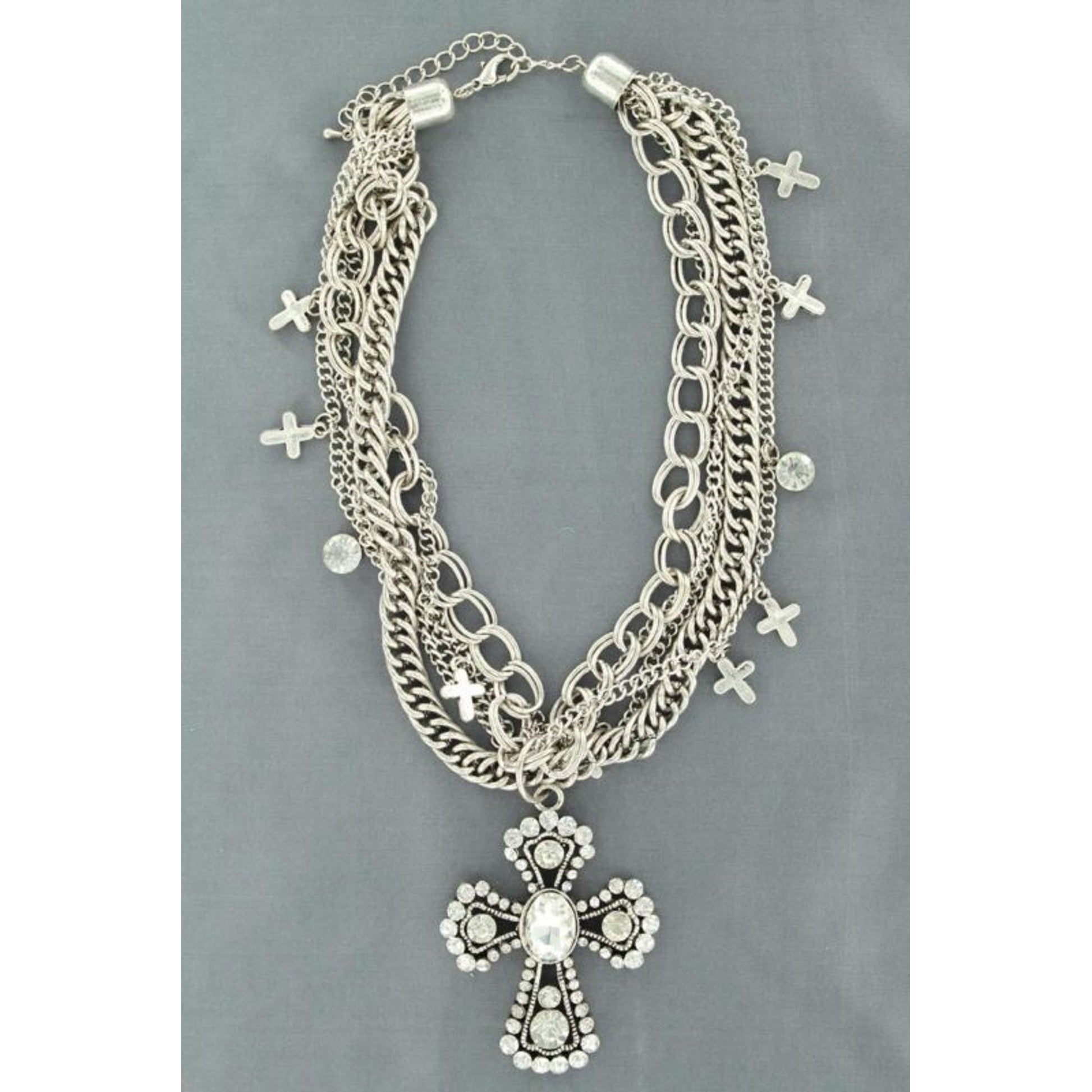 Crystal Cross/Ball Accent Necklace/Earring Set