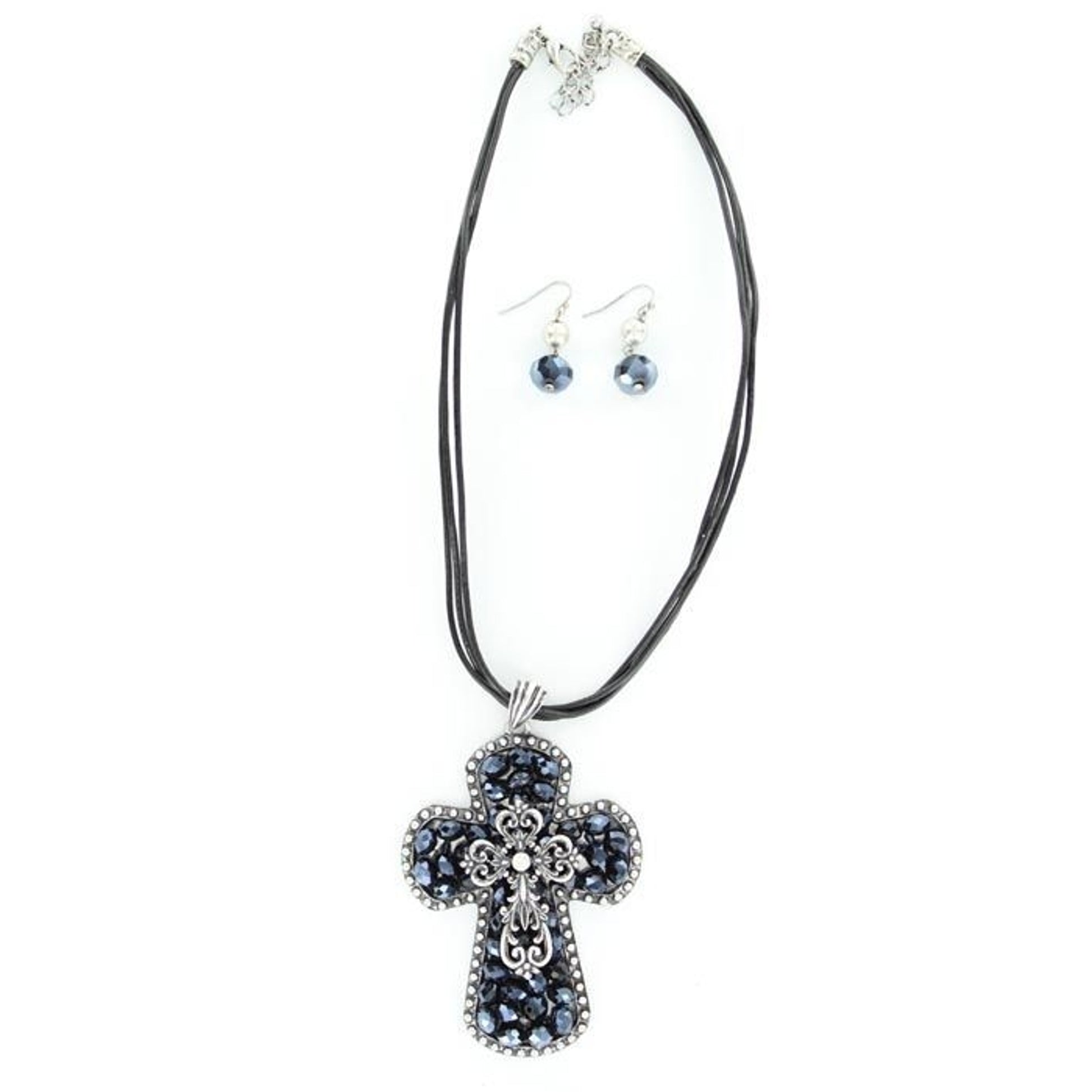 Blazin Roxx Set Bk Diam Lg Cross Large Bk/Wh