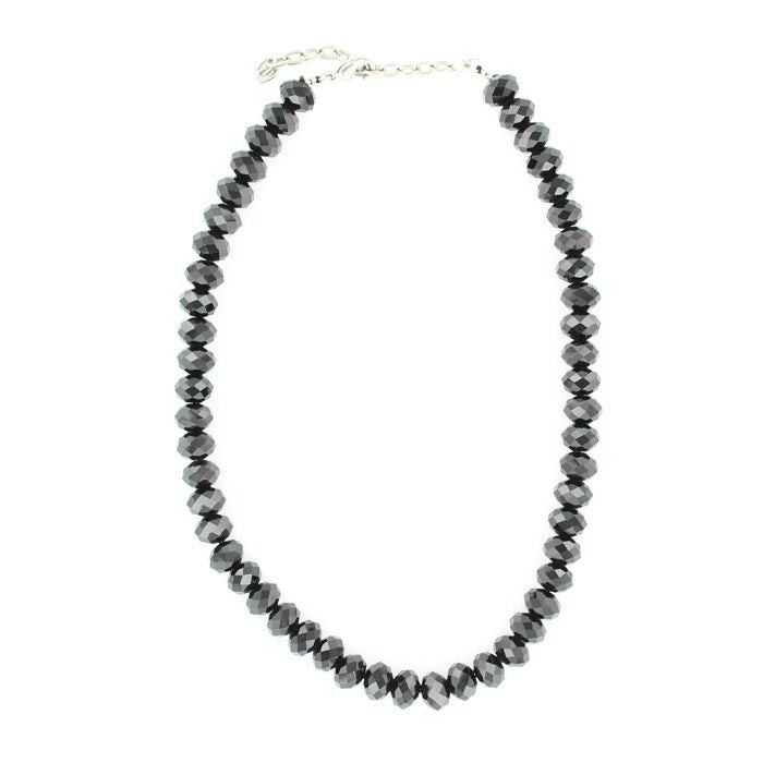 Western Charm Large Beads NecklaceBk/Wh