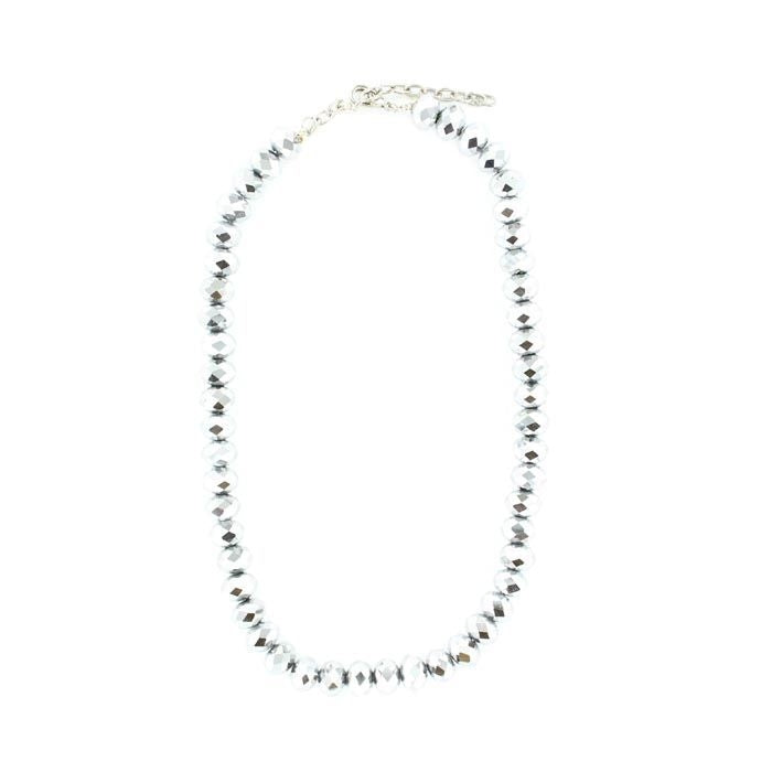 Western Charm Large Beads NecklaceBk/Wh