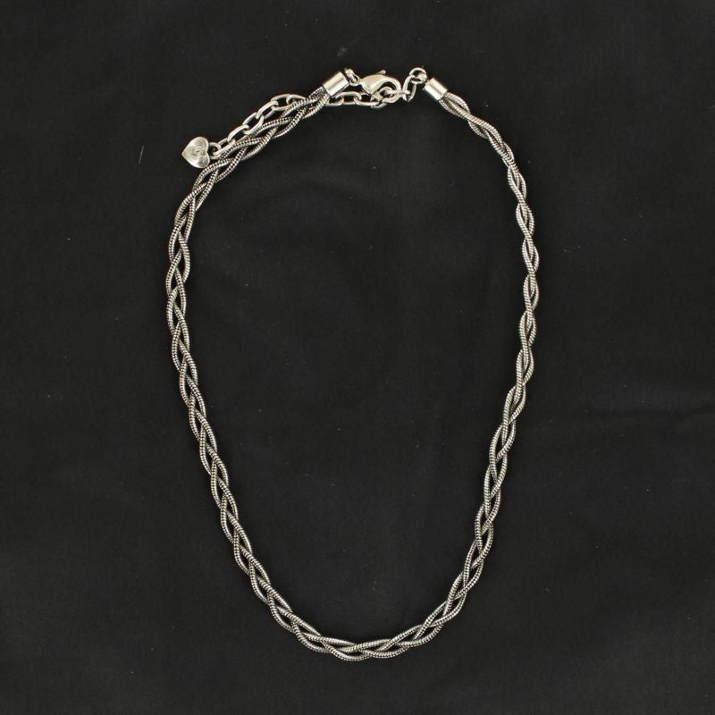 Western Charm Braided Snake Chain NecklaceBk/Wh
