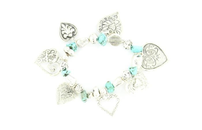 Blazin Roxx Heart Charm BraceletTurquoise