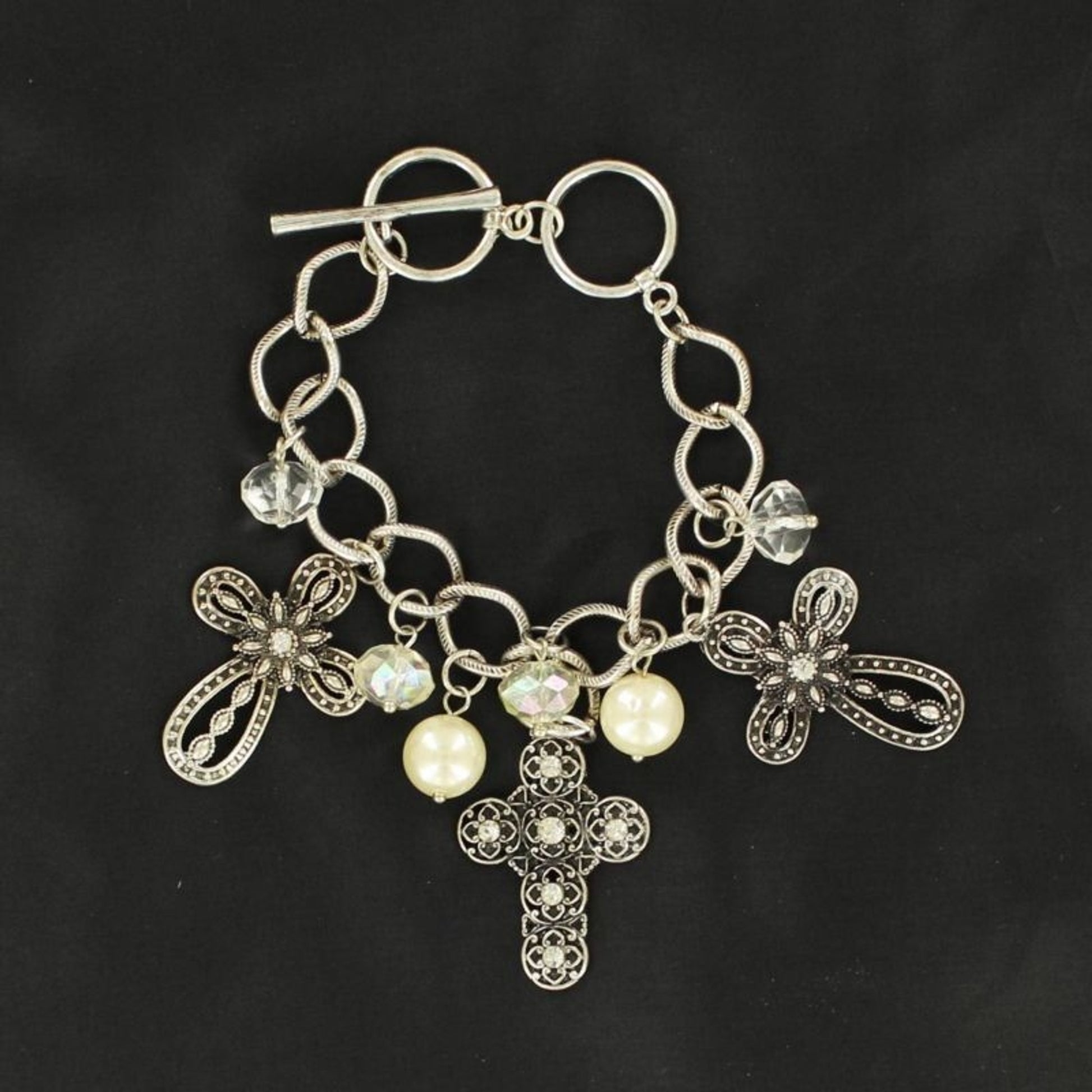 Blazin Roxx Chain Cross Charms BraceletTurquoise