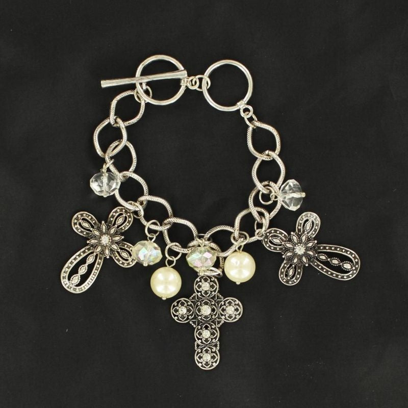 Blazin Roxx Chain Cross Charms BraceletTurquoise
