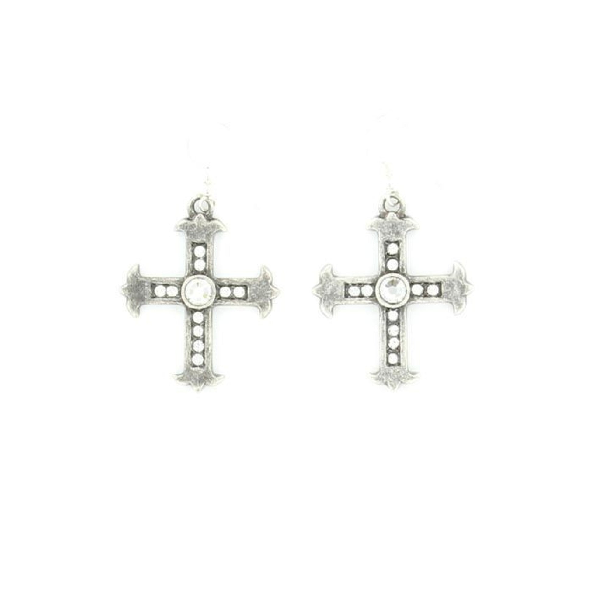 Blazin Roxx Crystal Cross EarringsSilver