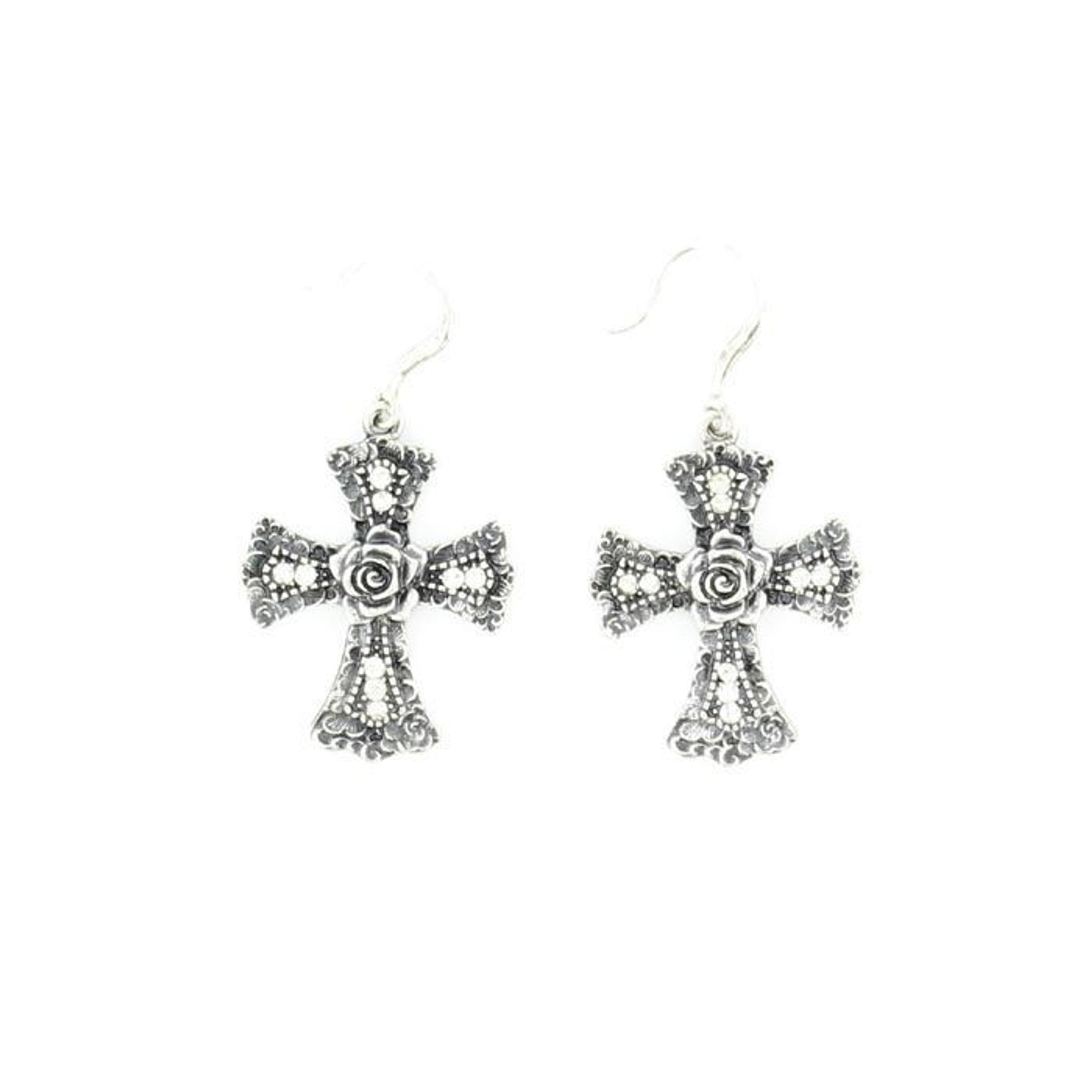 Blazin Roxx Crystal Cross EarringsRose