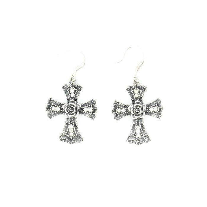 Blazin Roxx Crystal Cross EarringsRose