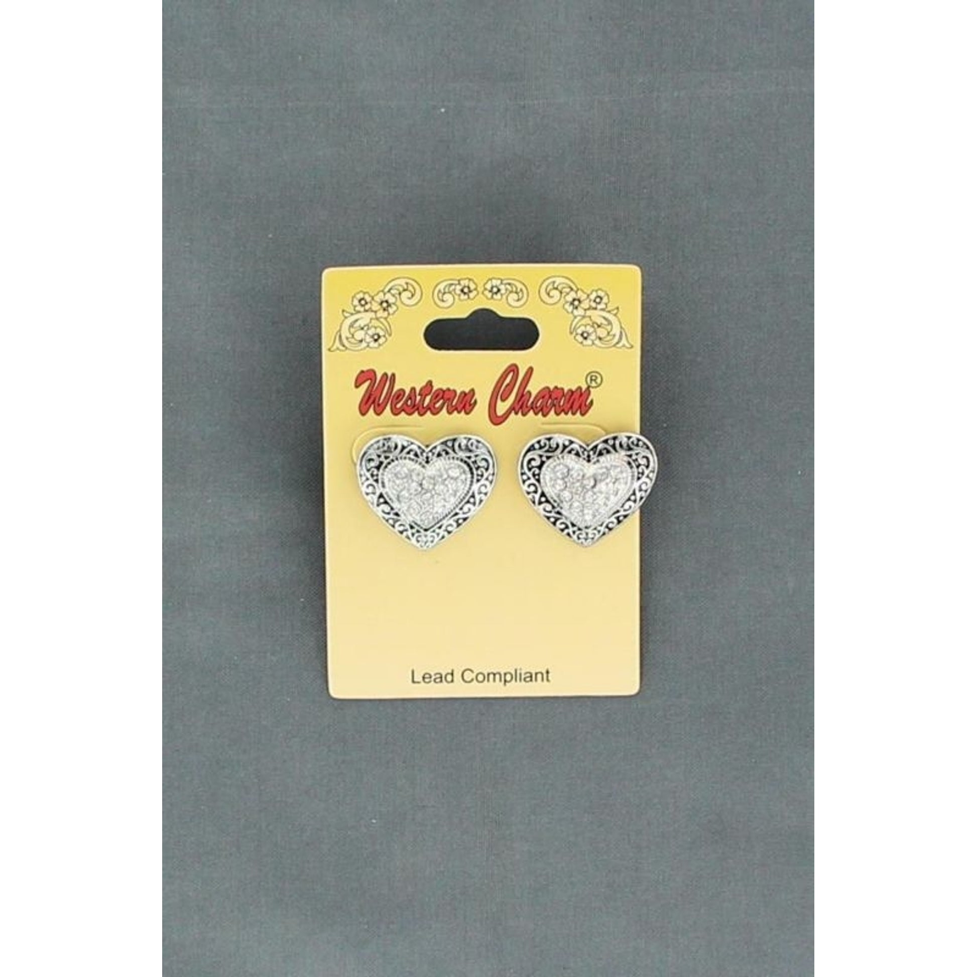 Blazin Roxx Heart Engraved Crystal EarringsClear