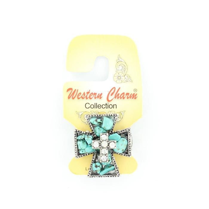 Blazin Roxx Crystal Cross RingTurquoise