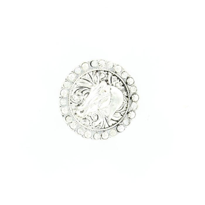 Blazin Roxx Horse Head Concho Crystal RingSilver
