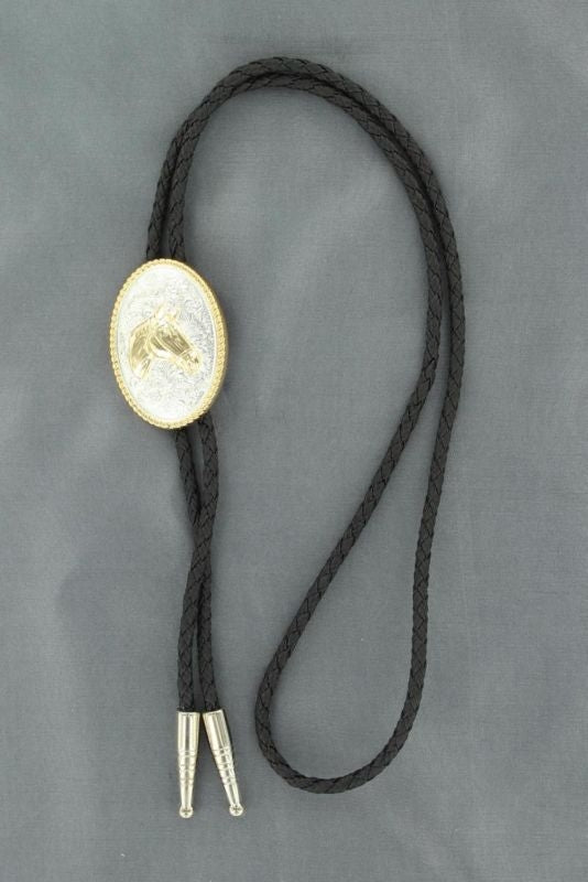 Double S Horsehead Bolo Gold/Silver