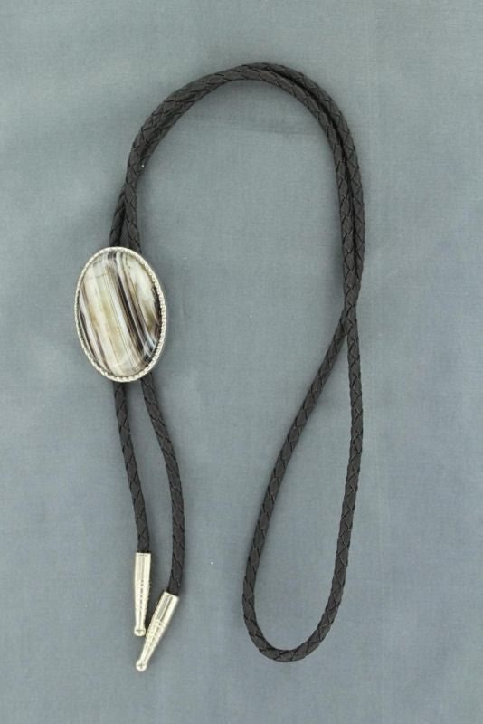 Double S Rope Edge Sardonyx Stone Bolo Black