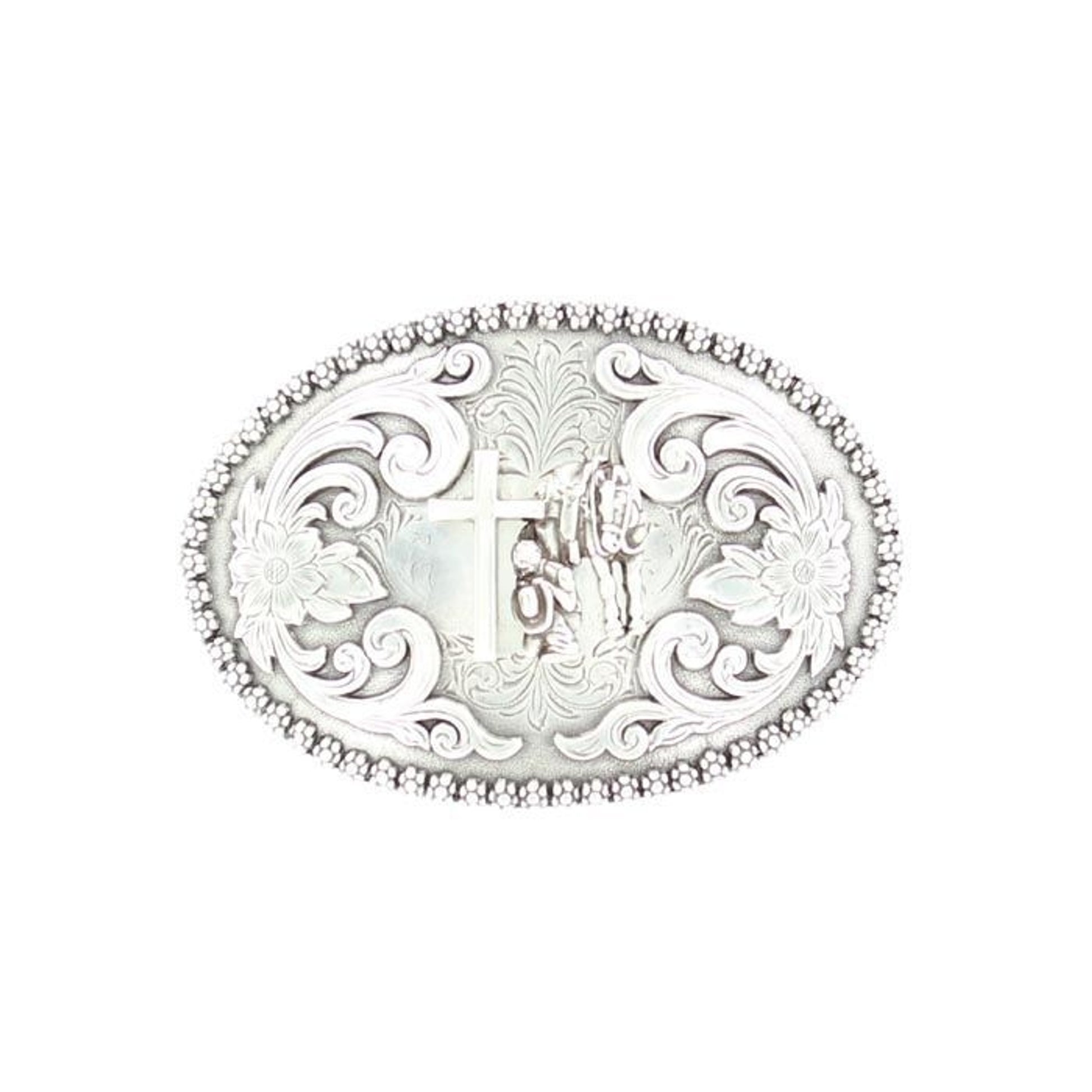 Nocona Antiqued Scroll/Longhorn Buckle 2-3/4 x 4
