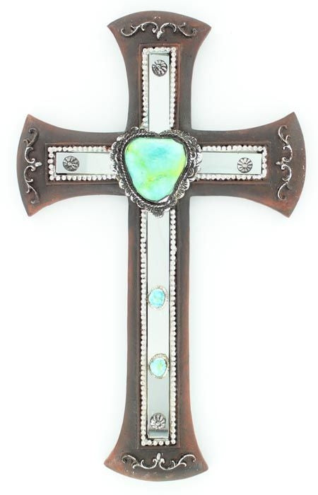 Western Moments Wall Cross with StonesTurquoise