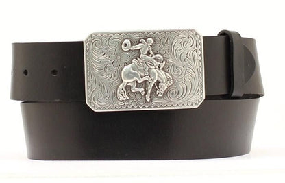 Nocona Mens Belt with Bronc Buckle 28 Black