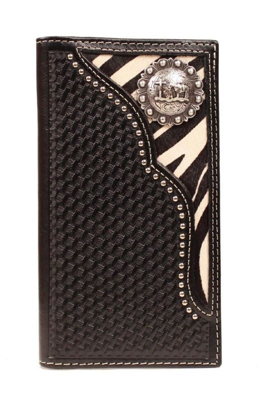 Nocona Mens Rodeo with Zebra Overlay And ConchoBk/Wh