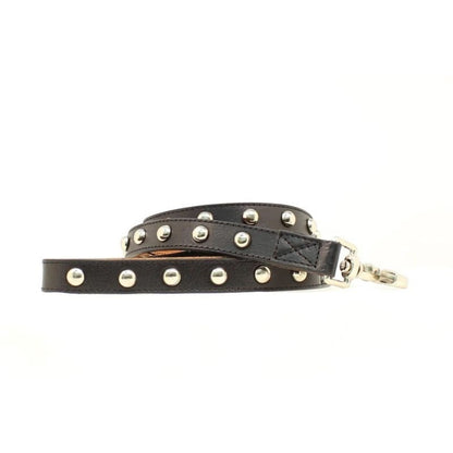 Double Barrel Nailheads Leash 6ft Black