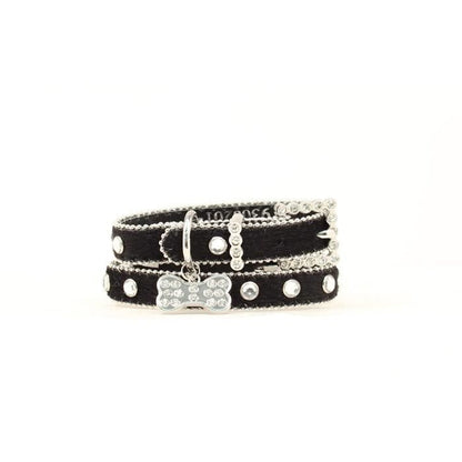 Blazin Roxx Hair On Dog Collar SM Black