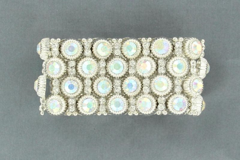 Blazin Roxx Wide Crystal Stretch BraceletBk/Wh