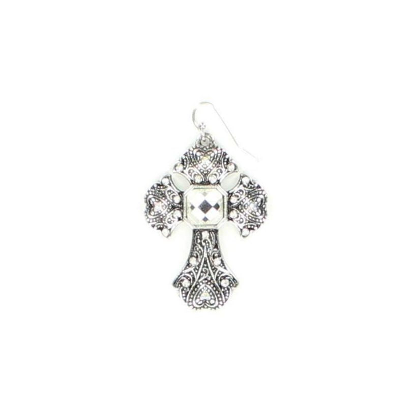 Blazin Roxx Square Center Cross EarringsBk/Wh