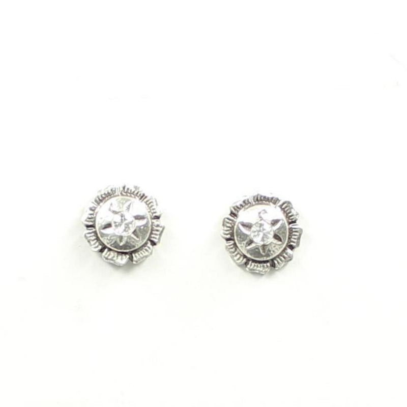 Lightning Ridge Star Concho Crystal EarringsBk/Wh