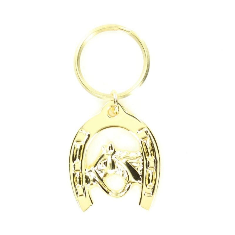 M And F Western Horseshoe/Head Key RingBk/Wh