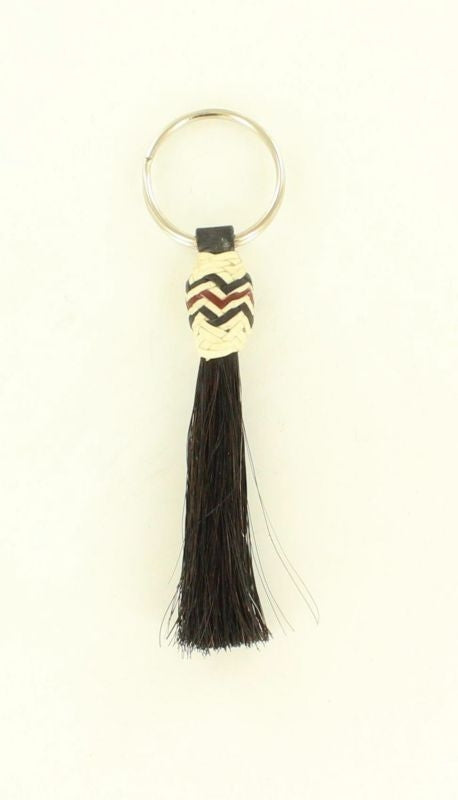 Western Horsehair Tassel/Rawhide Key RingBk/Wh