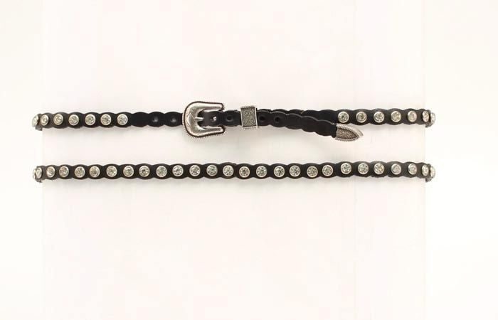 M And F Western Scallop Crystal Buckled Hatband Bk